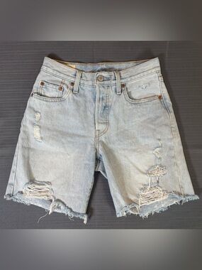 Levi’s 501 Distressed Cut Off Denim Shorts Light Wash W24 High Rise